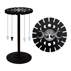 Tree Of Life Moon Phase Wooden Wheel Pendulum Stand Tree Of Life Moon Phase Wooden Wheel Pendulum Stand